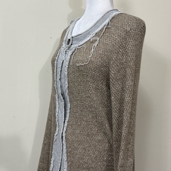 NWOT Pete Cotton Blend Brown Grey Factory Distressed Grunge Wrap Cloak Coat M/L - Picture 7 of 16